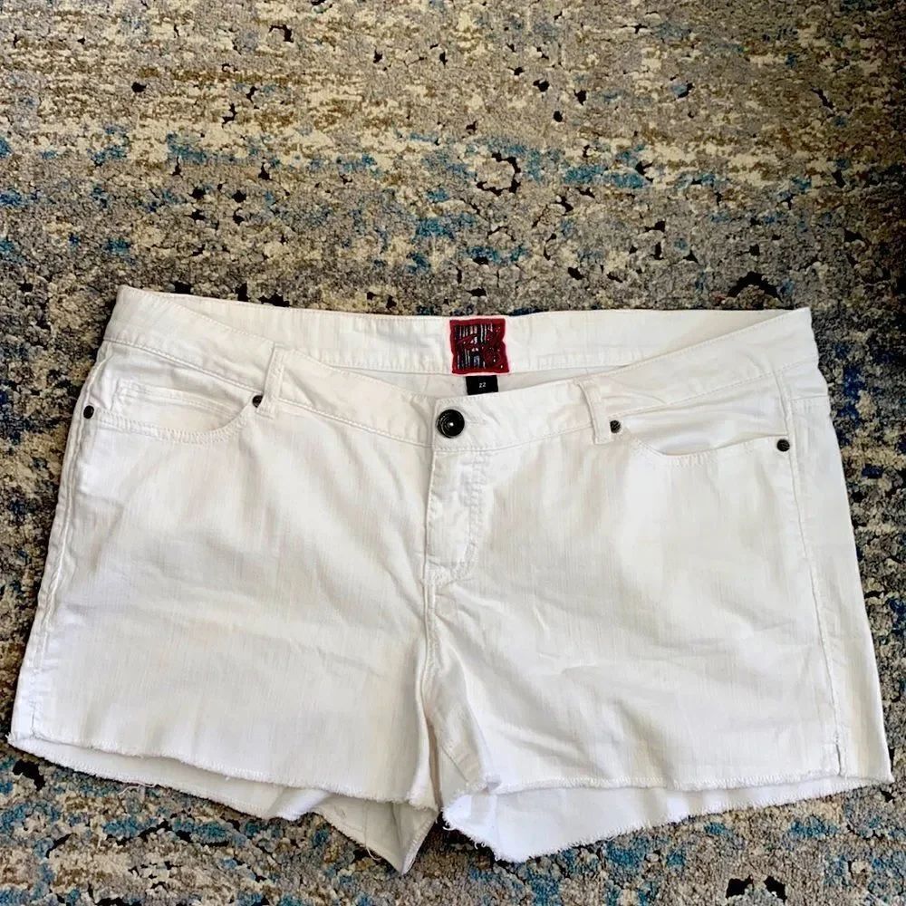 Torrid White Raw Hem Denim Jean Shorts